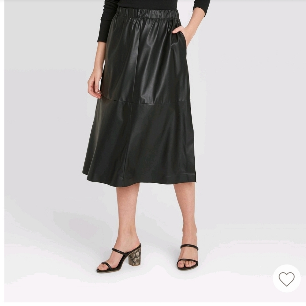 A new day a line faux leather skirt, Elastic waist